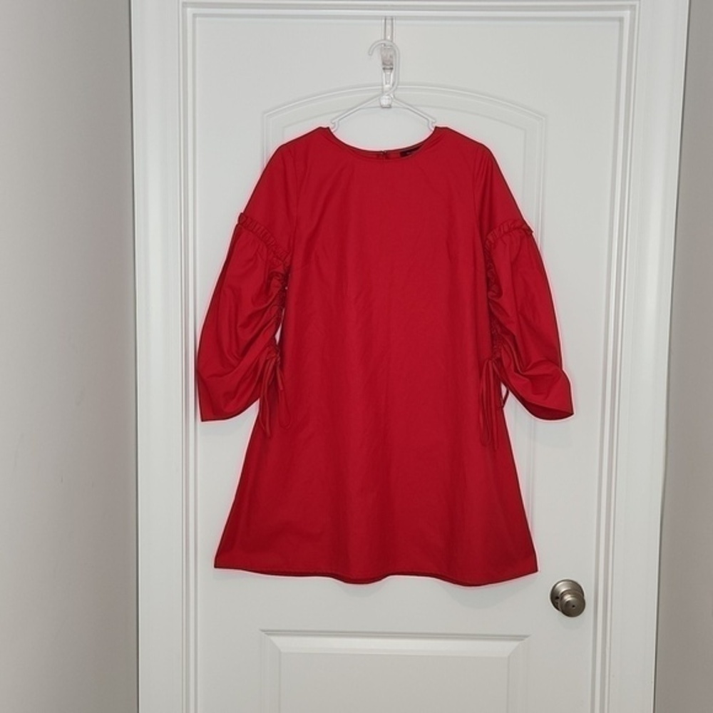 Halogen Red Parachute Ruffle Sleeve Shift Dress - Picture 8 of 8